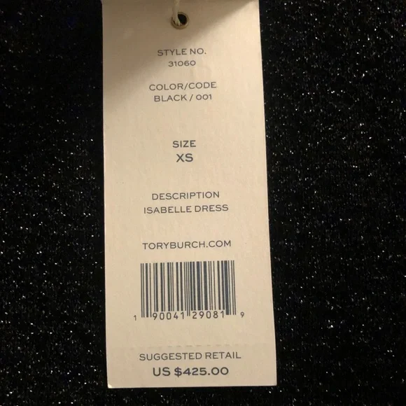 NWT Tory Burch Isabelle Metallic Black Dress - Picture 5 of 7